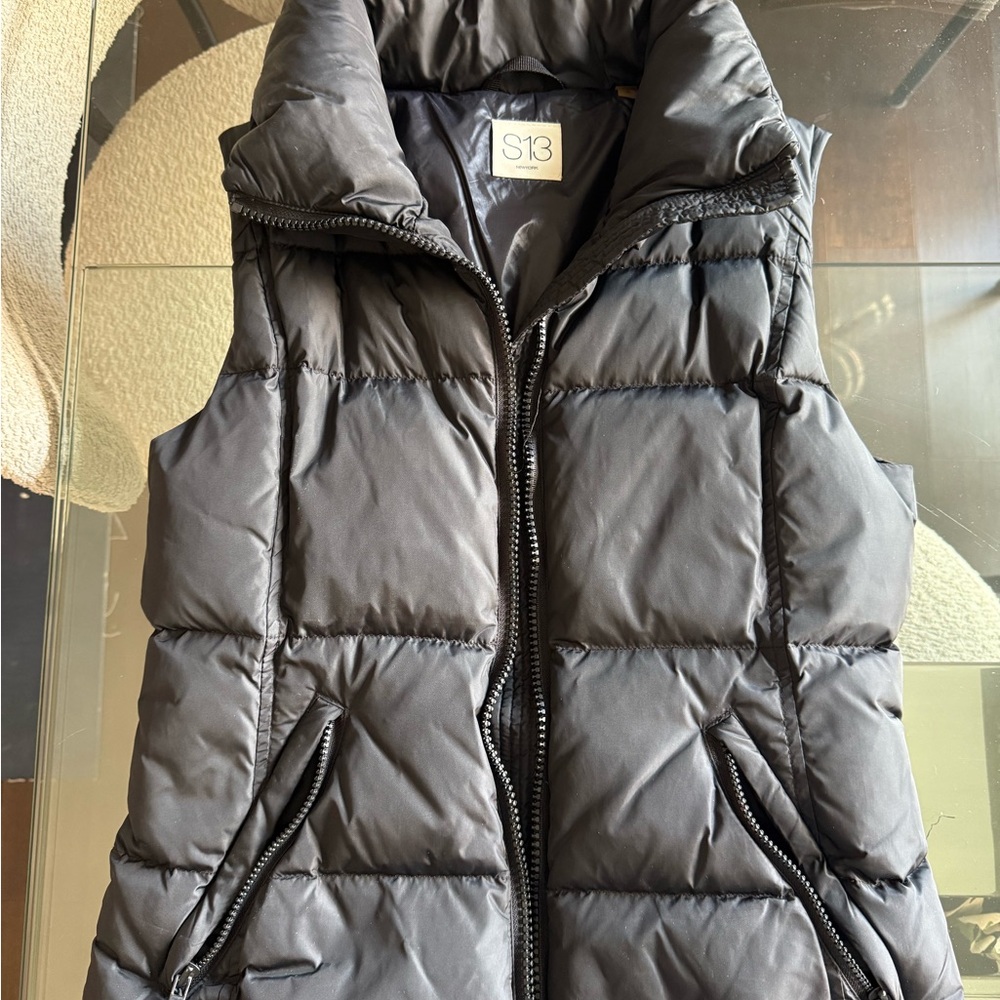 S13 Women's Black Quilted Puffer Vest with High Collar